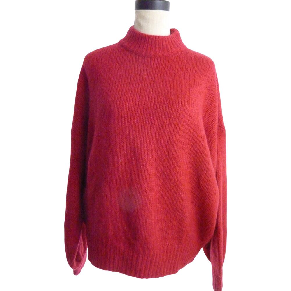 Nadaam NWT Womens Airspun Sweater Small Merino Wool Cashmere Blend Red Mockneck